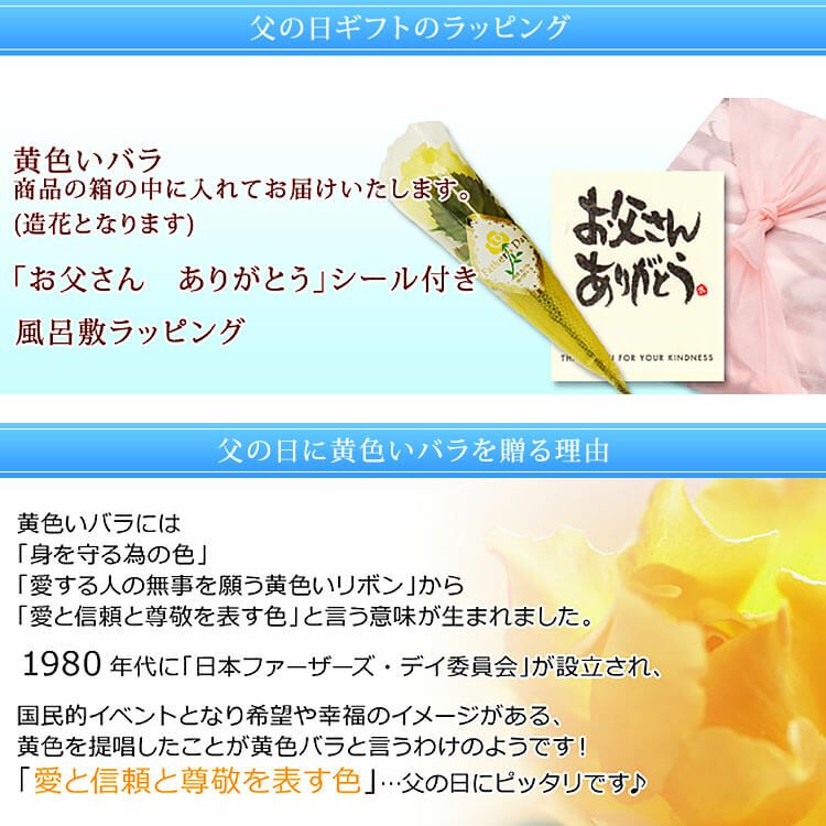 父の日ラッピング 黄色いバラ